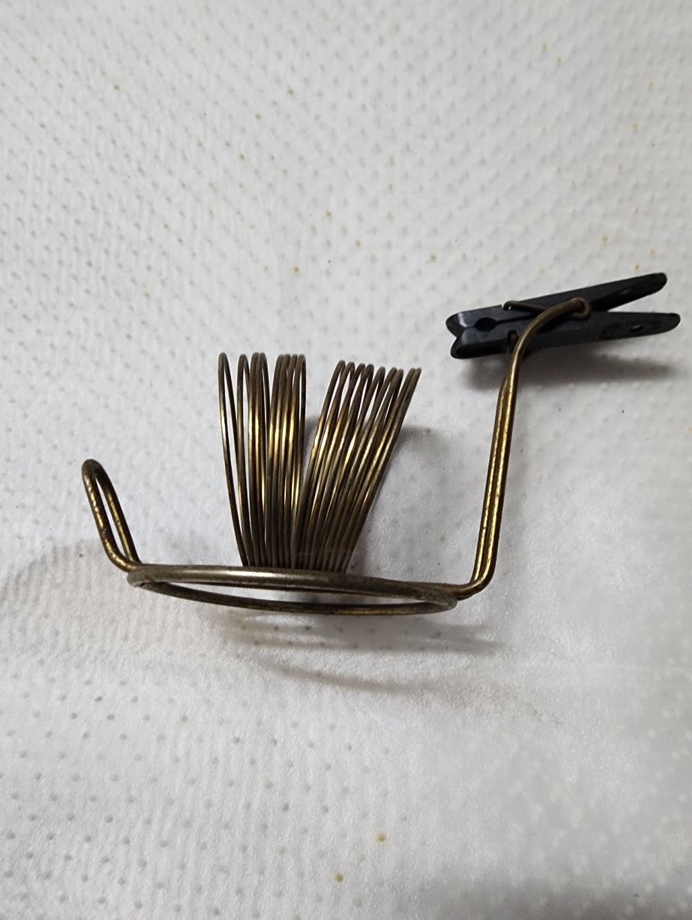 Vintage Retro Rare Brass Tone Desk Organizer Letter Holder W/Attached Clothespin